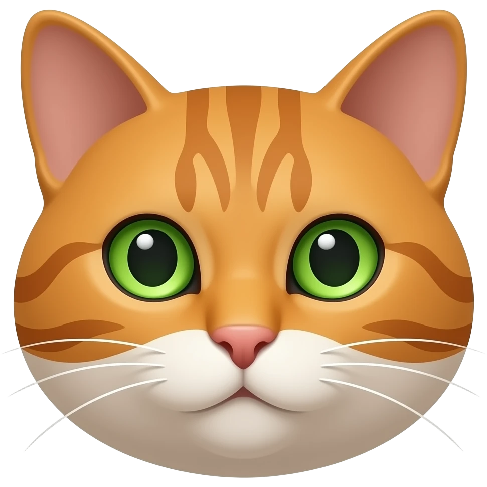 A male slim orange cat head with lighter muzzle and green eyes emoji