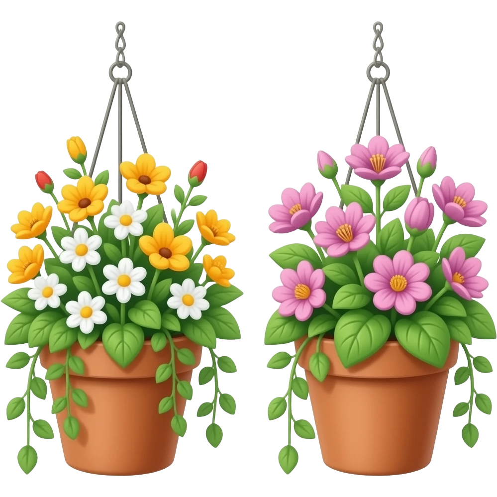 Hanging flower pots emoji