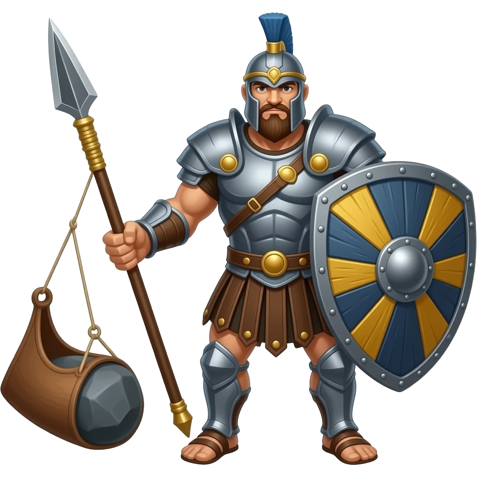 David's weapons vs. Goliath's weapons together and only the weapons, no people emoji