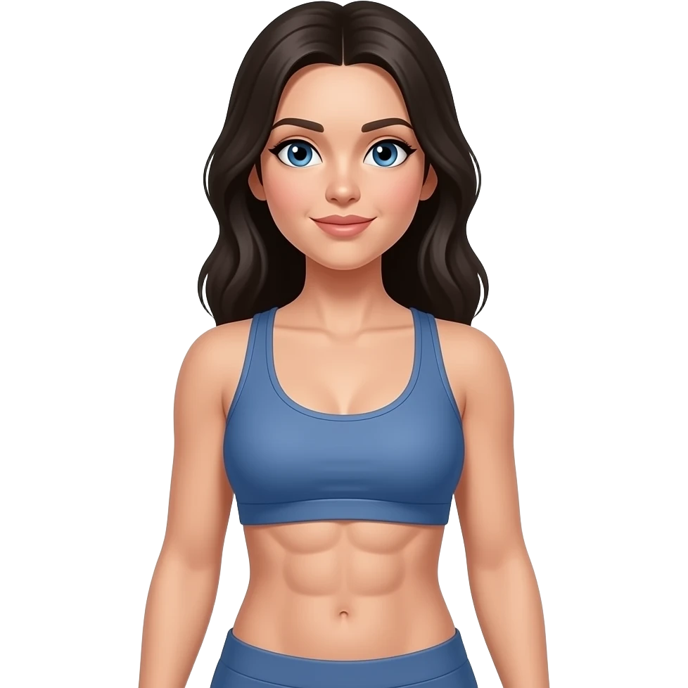 Too many abdominal muscles datk hair blue eyes woman emoji