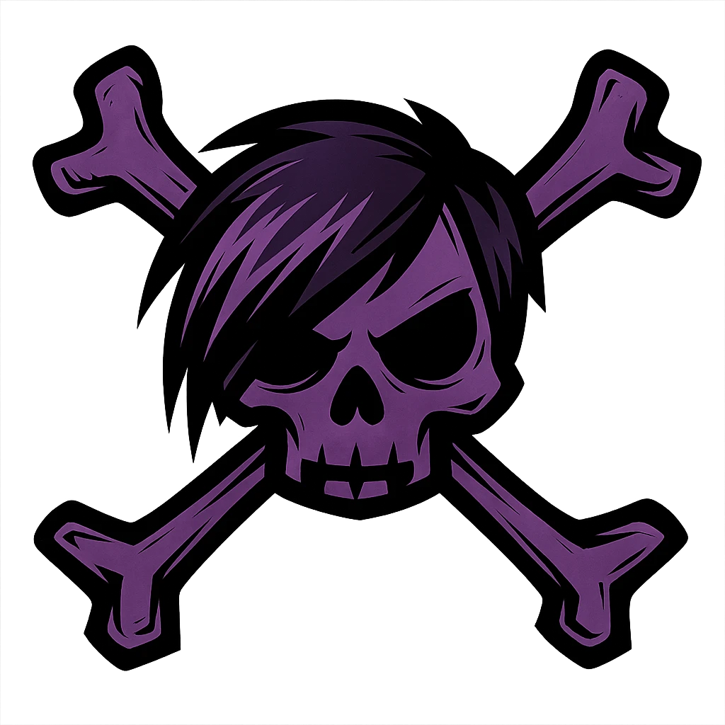 emo style black and purple crossbones emoji