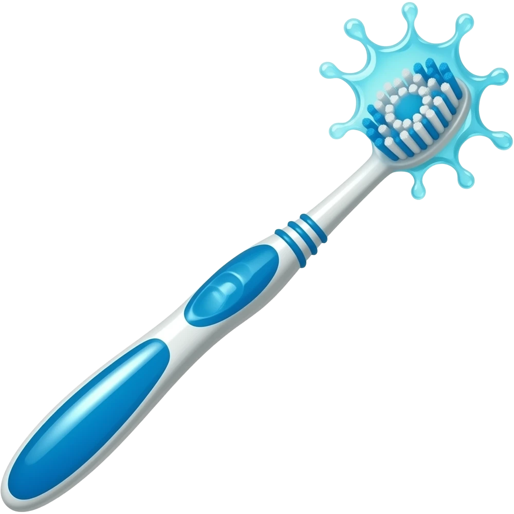 full sized toothbrush with bubbling potion coming off emoji