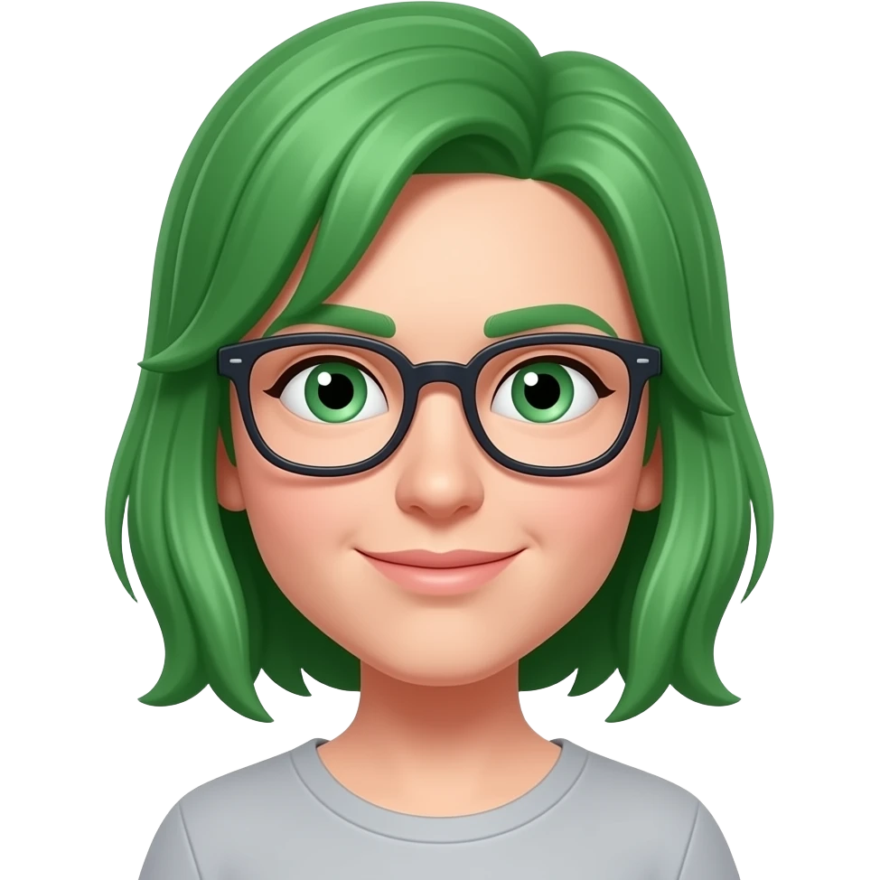 green-haired in glasses emoji
