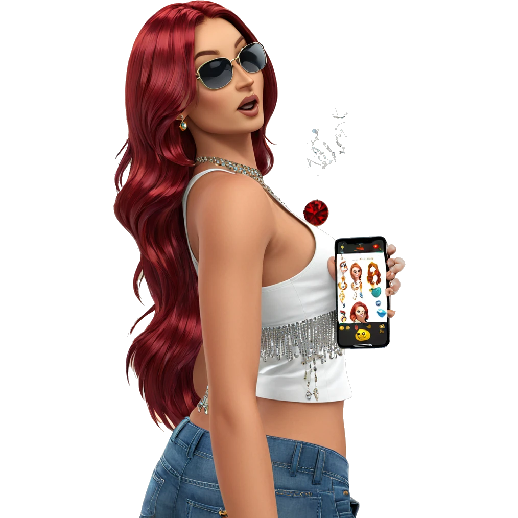 red haired girl with jewelry emoji