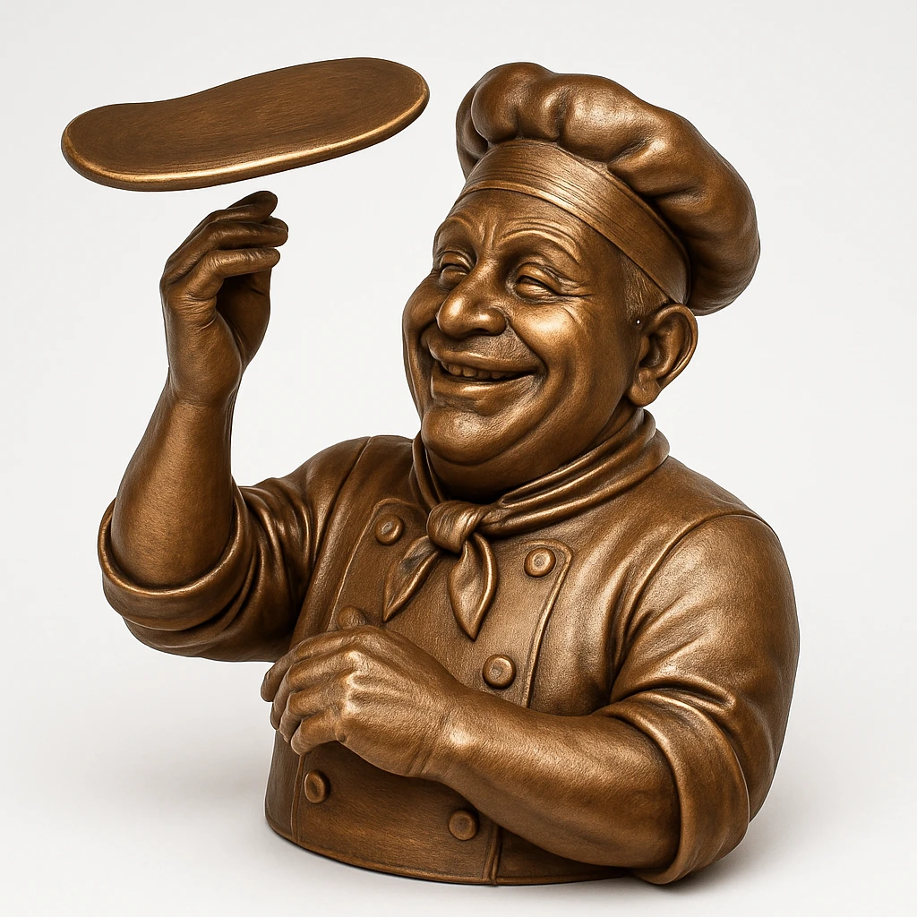 smiling Italian chef spinning pizza dough emoji