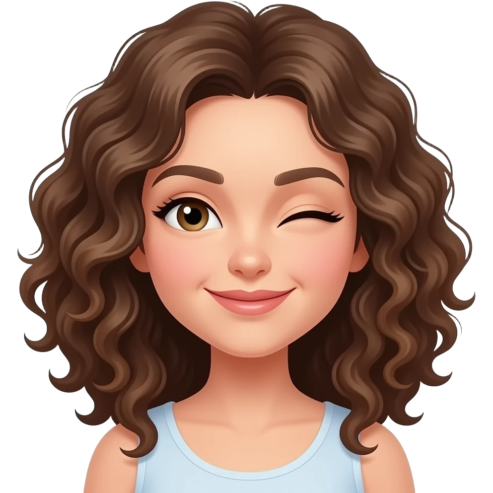 remove the apple and the red bluch of the mackup, make the curly-haired woman winking emoji
