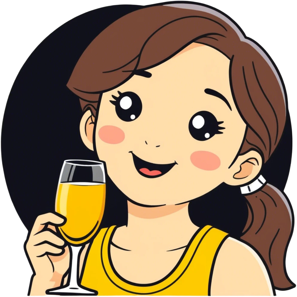 Girl drinking a mimosa emoji