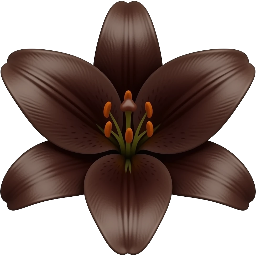 A dark brown flower with lily petals emoji