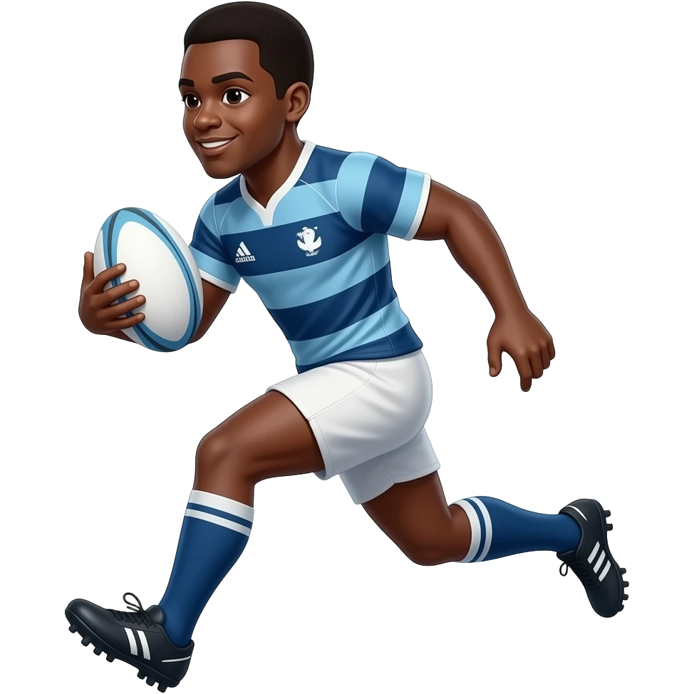 Joueur de rugby africain courant avec balle emoji