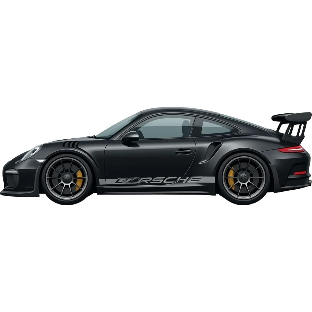 Make me a balck Porche 911 gt3rs emoji lector side emoji