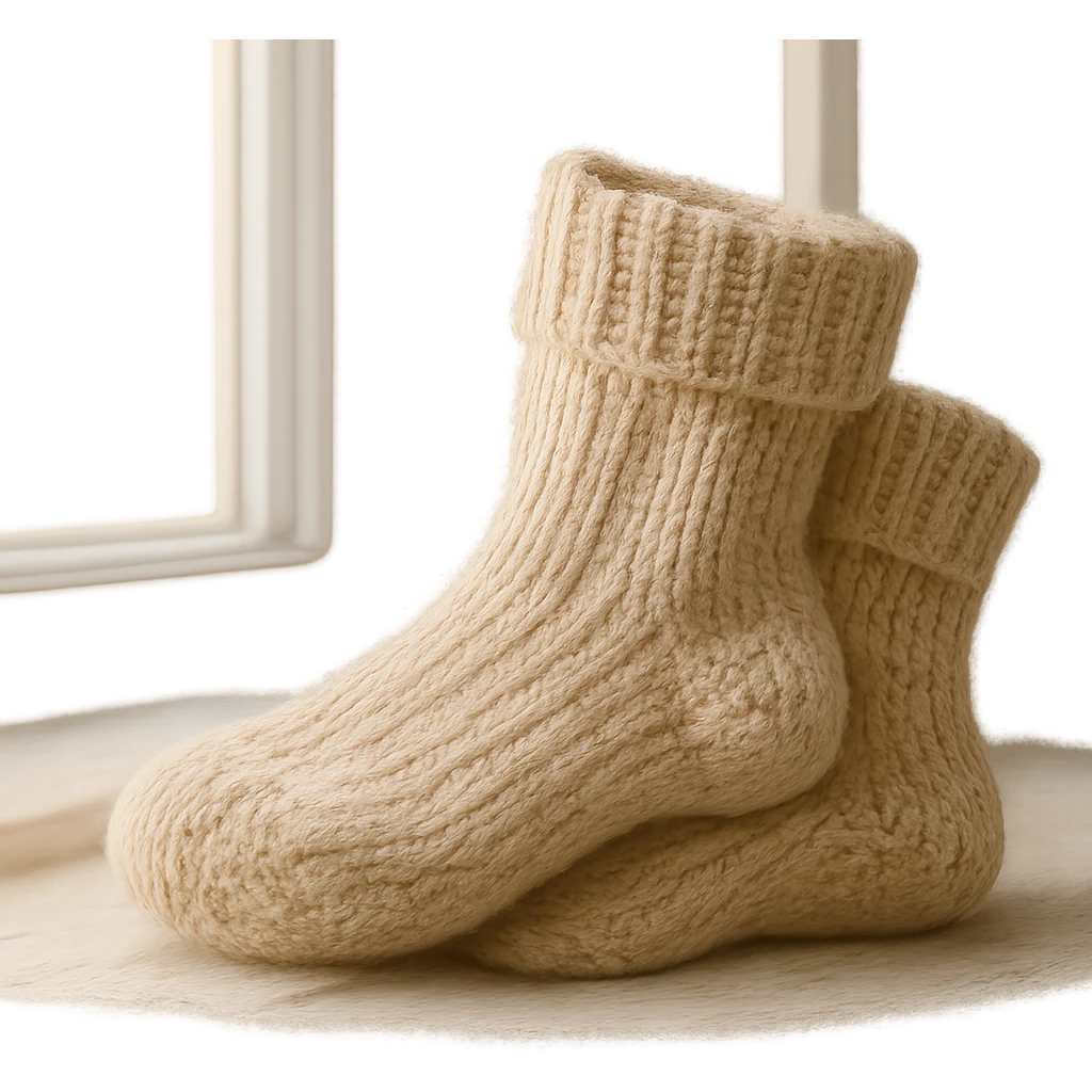 cozy knit socks by a window, soft and warm emoji