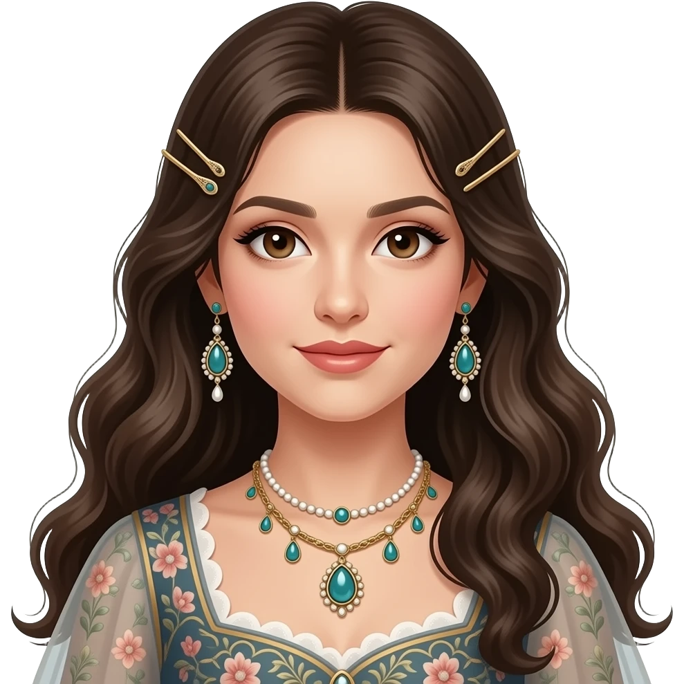 Pretty beautiful animesque style anime gorgeous aesthetic lady with many details and accessories emoji