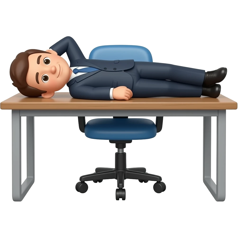 hombre con traje,echado en su escritorio,simple emoji