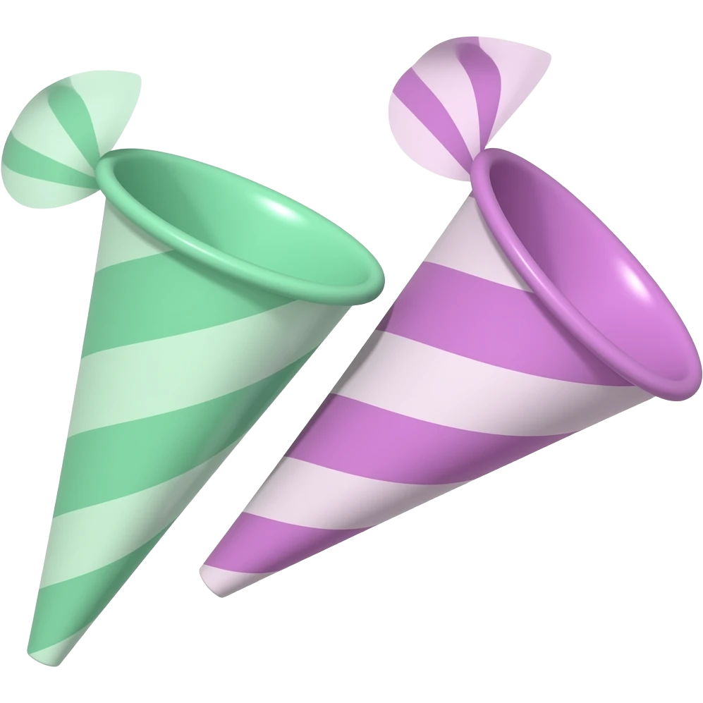 green purple  Party horns soft paster colour emoji
