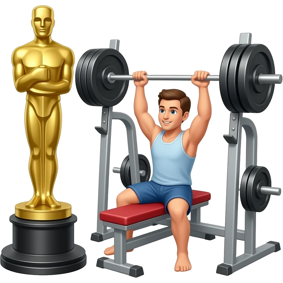 TROFEU DO OSCAR FAZENDO SUPINO NA ACADEMIA emoji