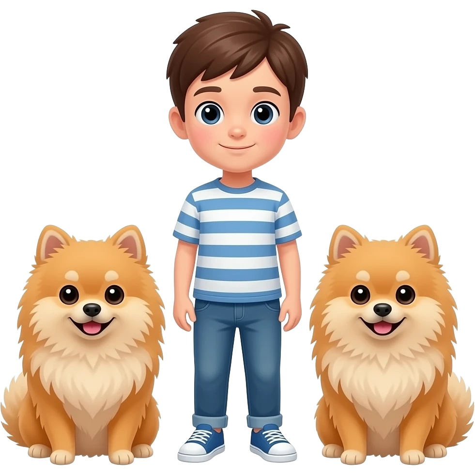 Pomeranian dogs with a boy emoji