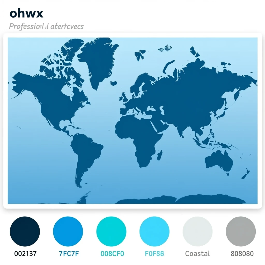 Map with Dots, professional look, use colors Dark blueHEX: #002137, Deep blue HEX: #002F55, Sky blue HEX: #7FC7FF, Sea turquoise HEX: #008CF0, Sky white HEX: #F0F8FF, Coastal grey HEX: #808080 emoji