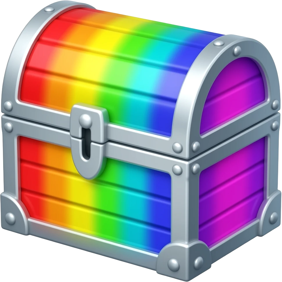 Glowing Neon Rainbow Colored Painted Treasure Chest Closed emoji