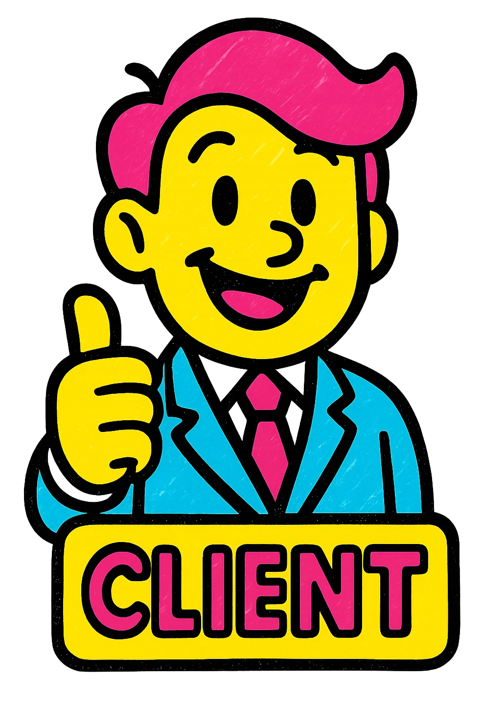happy client giving a thumbs up, cheerful and bright, pop colors style emoji
