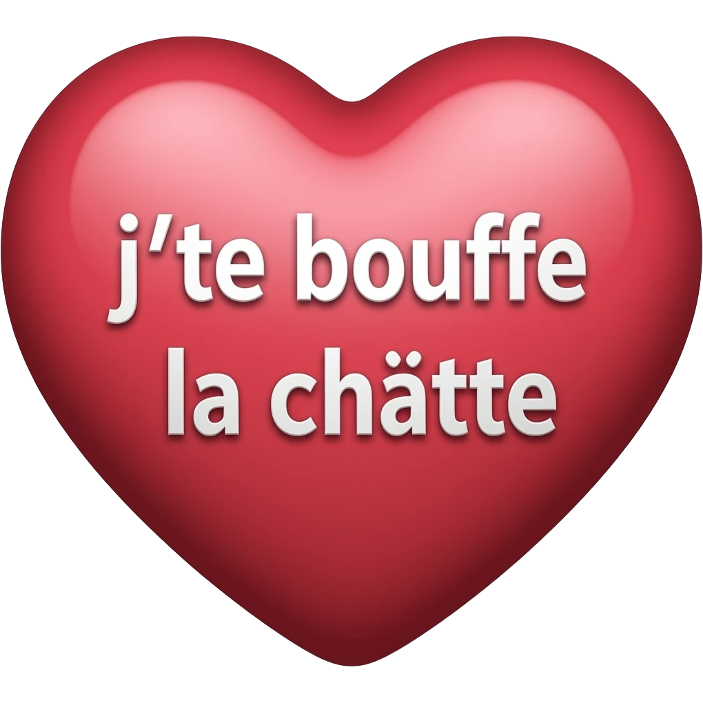 CEn changeant la police  Un cœur avec écrit « j’te bouffe la chatte» à l’intérieur le plus réaliste emoji