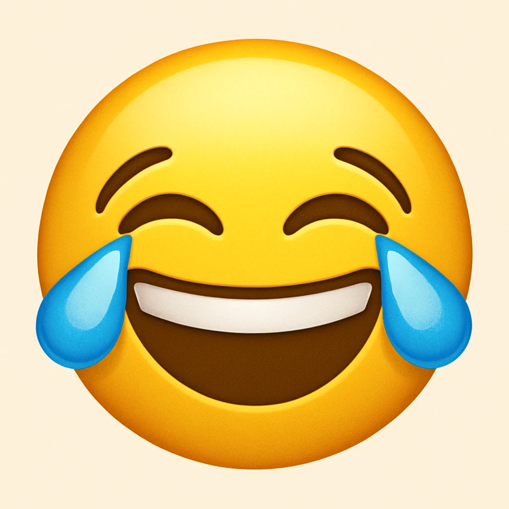 yellow emoji face, laughing with tears emoji