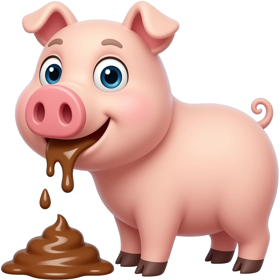Cartoon hog eating slop emoji