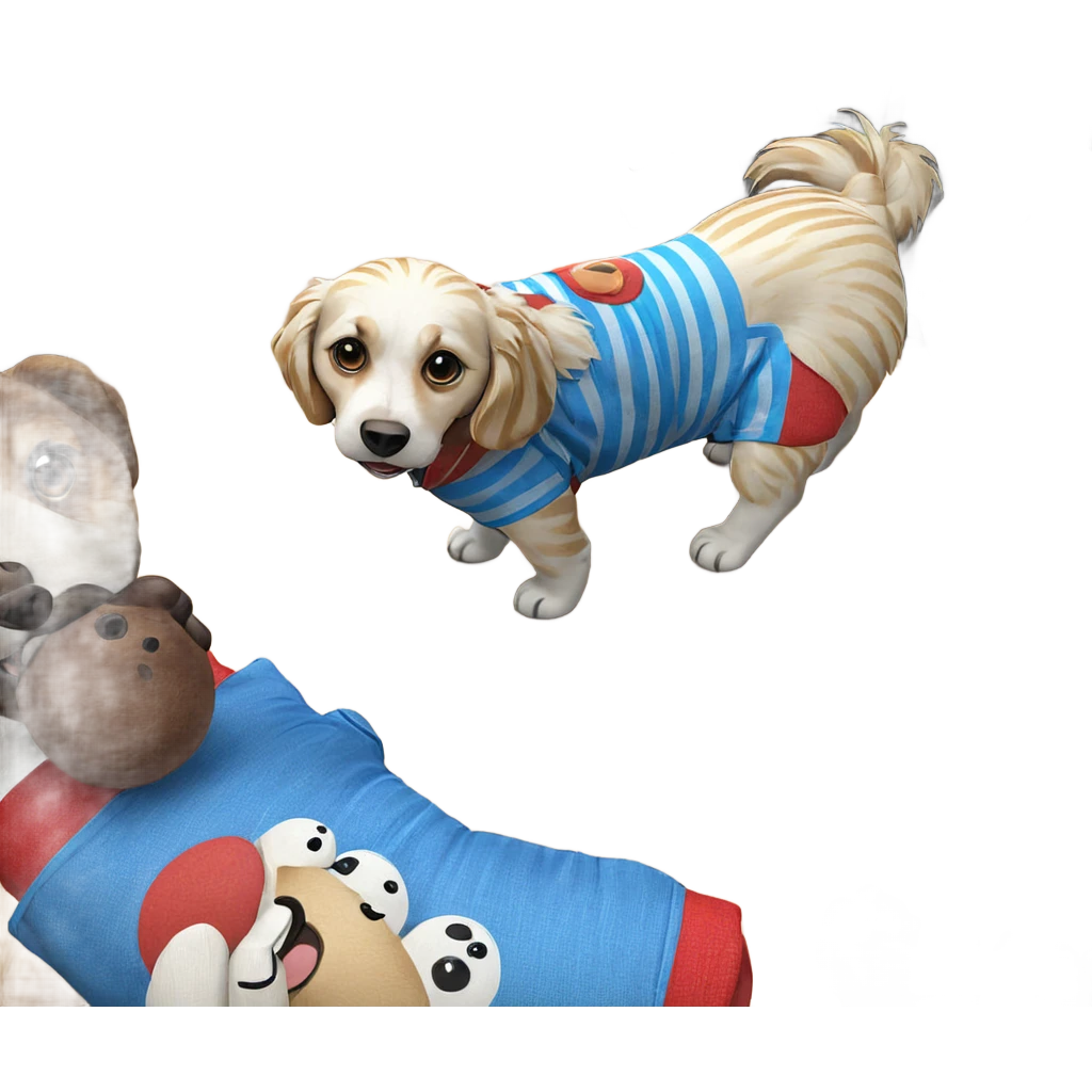 striped dog on wooden floor emoji