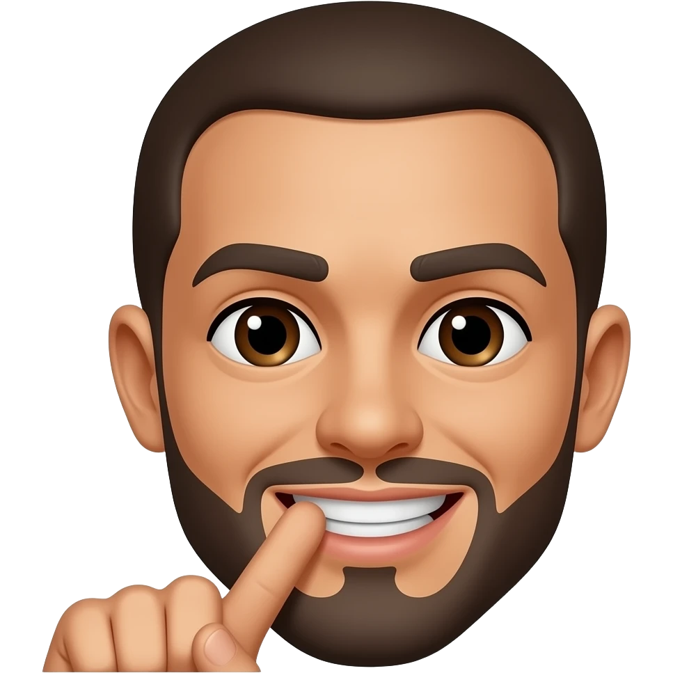 Fai emoji di una faccia con il dito fra i denti emoji