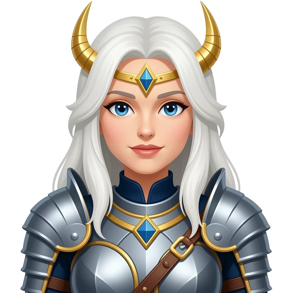 Female white hair armor of god warrior emoji