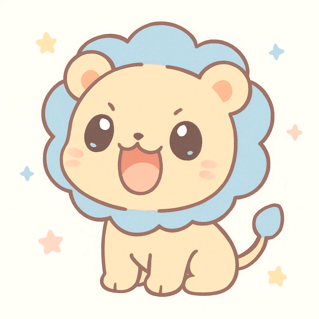 fierce lion in anime style, roaring, intense gaze, action lines emoji