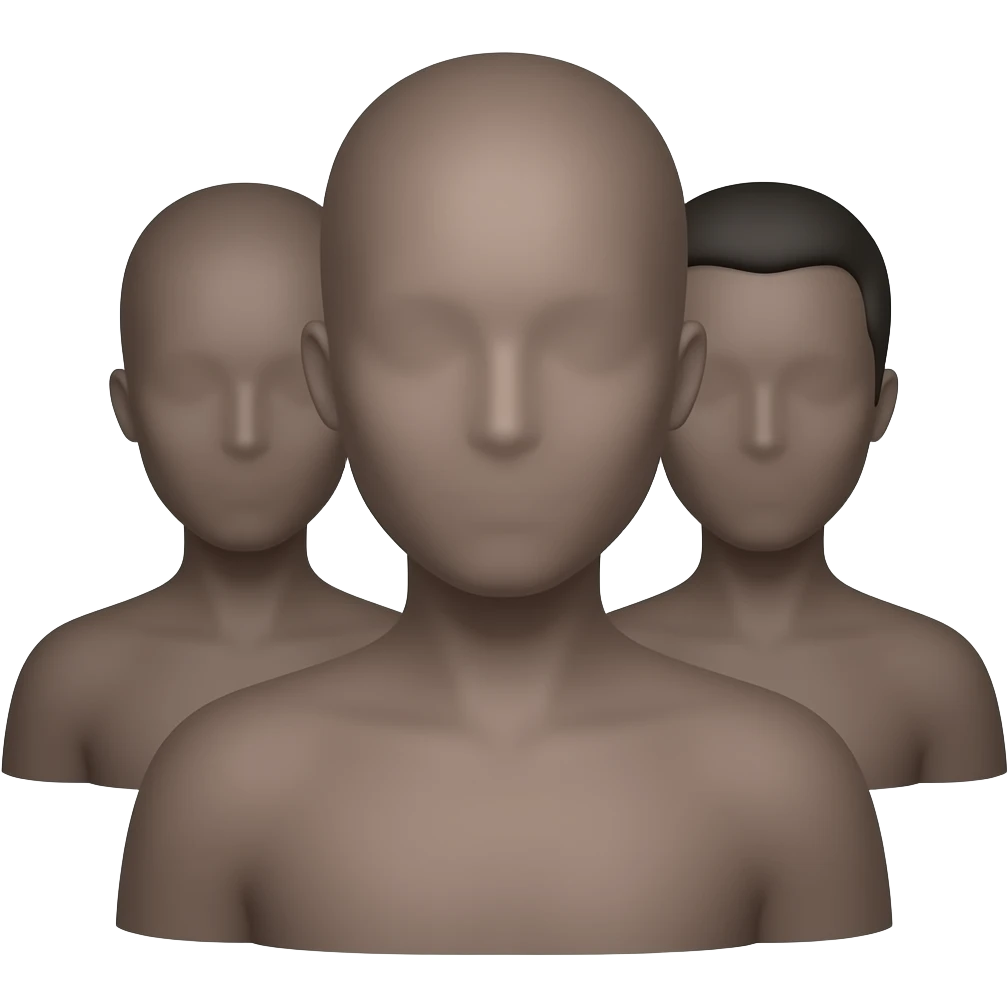 Purple three humans silhouette no features just head and shoulders emoji