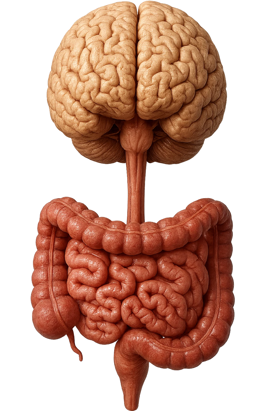 intestino e cervello sono collegati verticalmente, iperrealistico 4k emoji