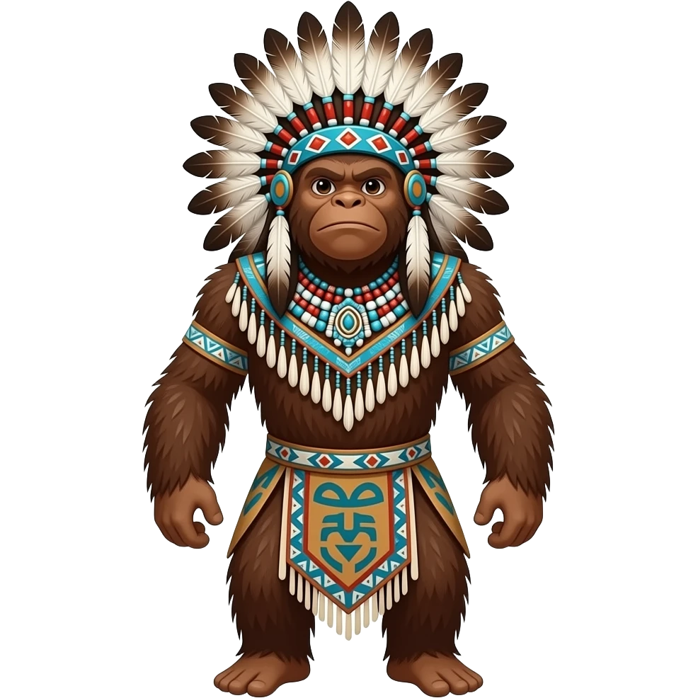 native american version of big foot in fancy dancer regalia full body emoji