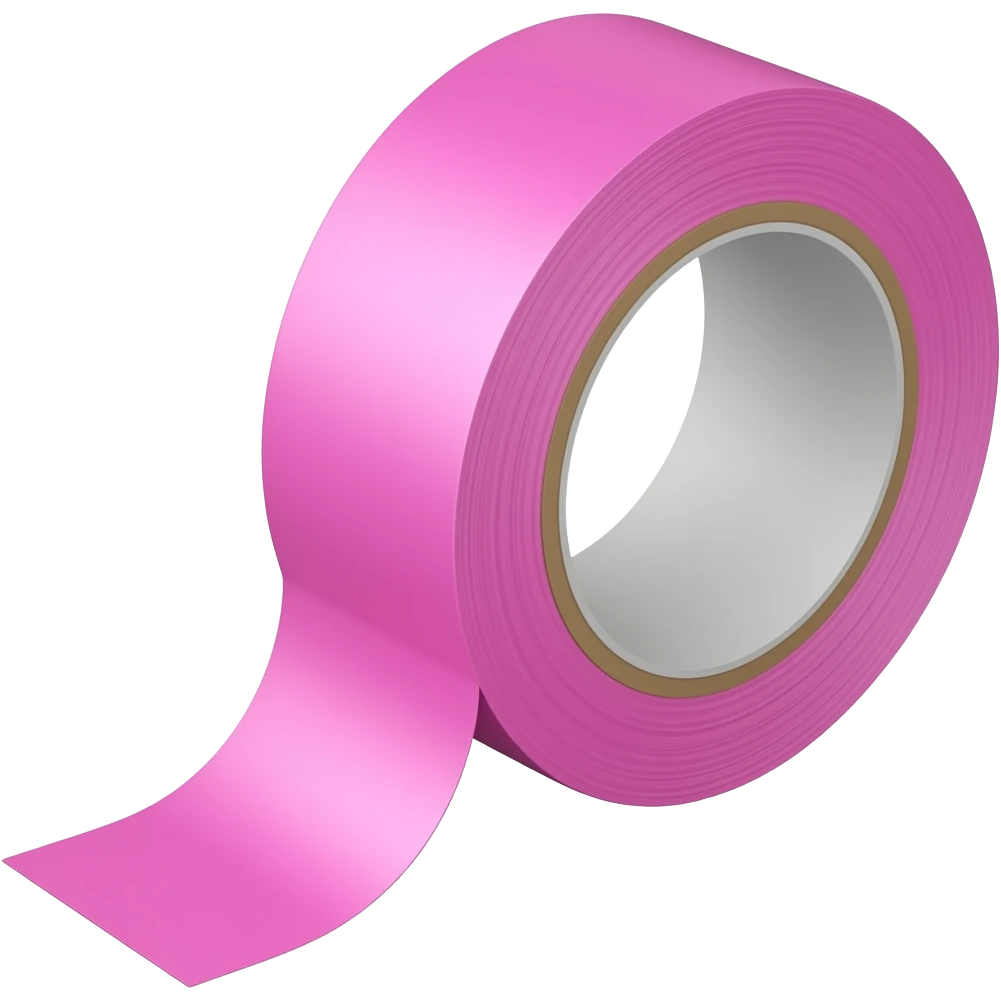 Electrical Tape (pink)  Glossy, reflective plastic Peel stretches slightly → subtle elasticity Feels flexible and quick-use emoji