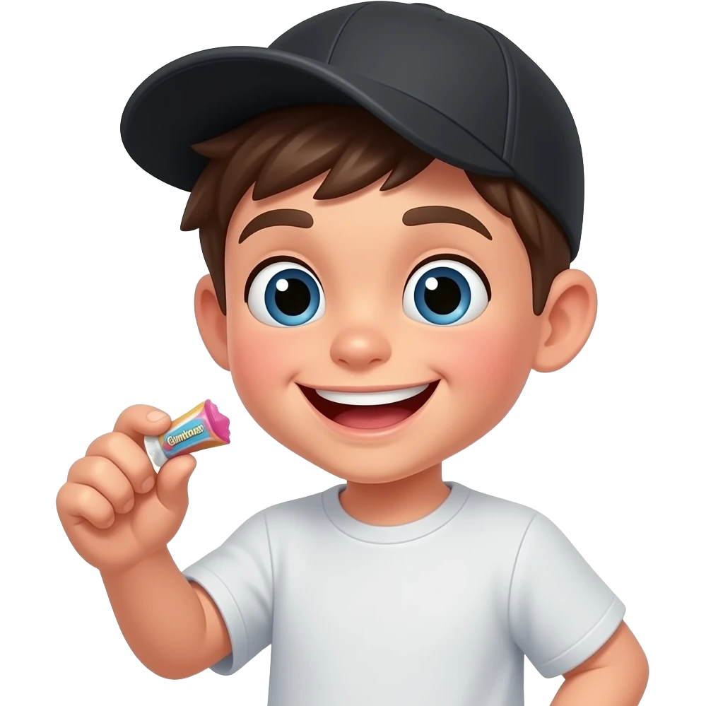 a jowish boy happy with a black kepah and gumboost and a code emoji