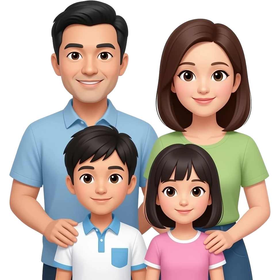Asian Family of 4 (Dad, Mom, Son, Daughter) emoji