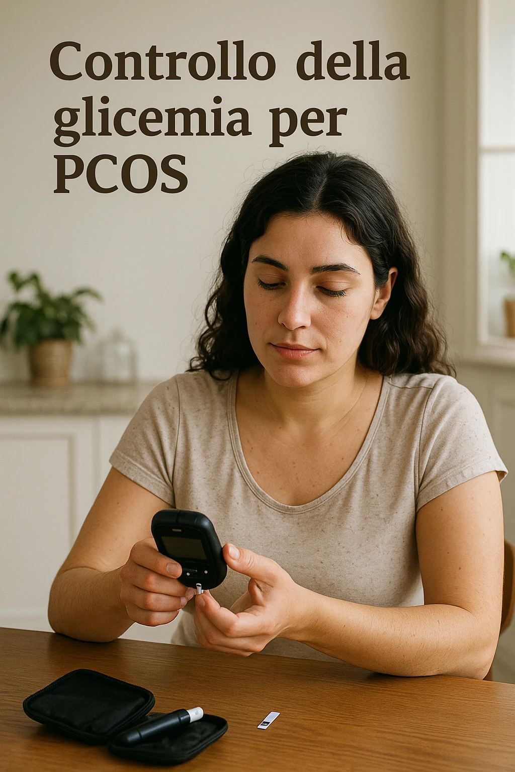 Donna con pcos che regola la sua glicemia immagine realistiche in italiano emoji