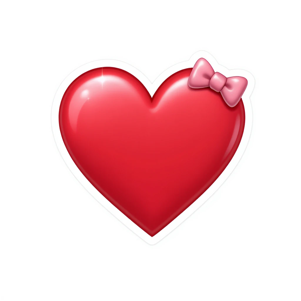 goth heart emoji, cute and shiny, with a bow accent, no background emoji
