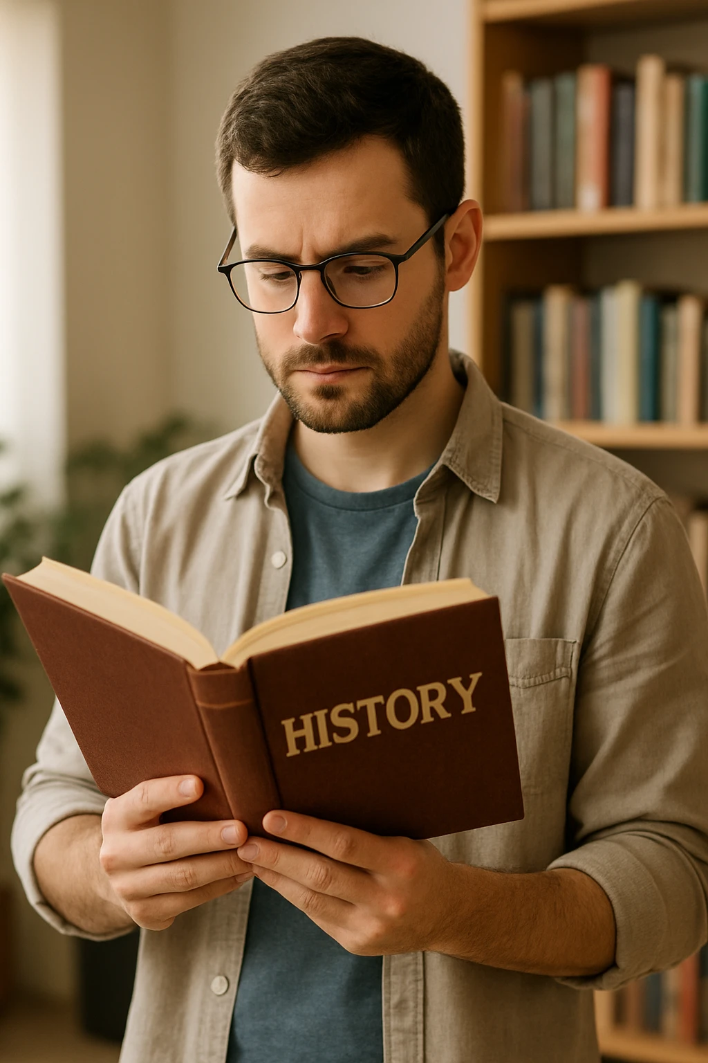 man holding a history book emoji