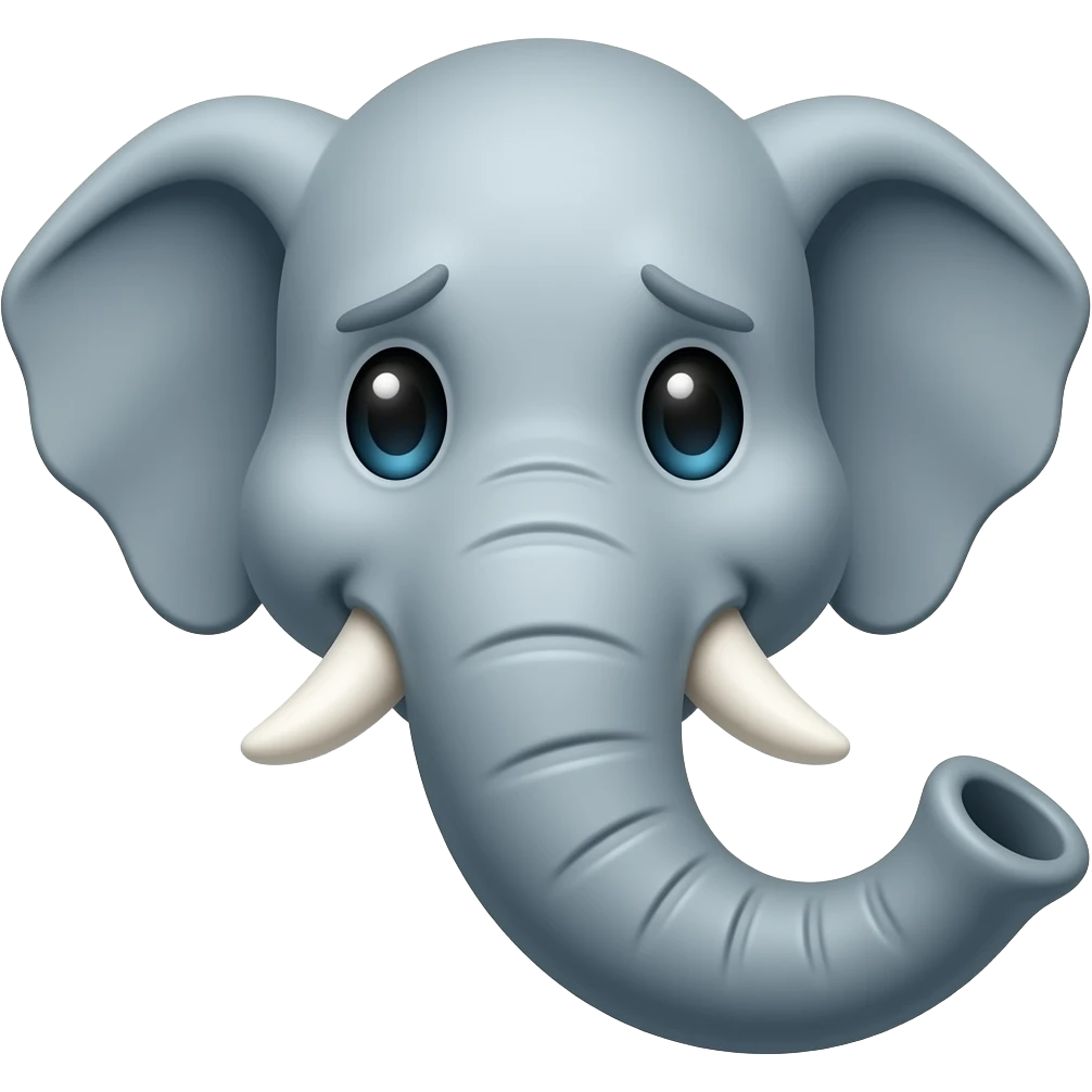 elephant face holding a smartphone on the trunk up in the ear talking on the phone. worried face emoji