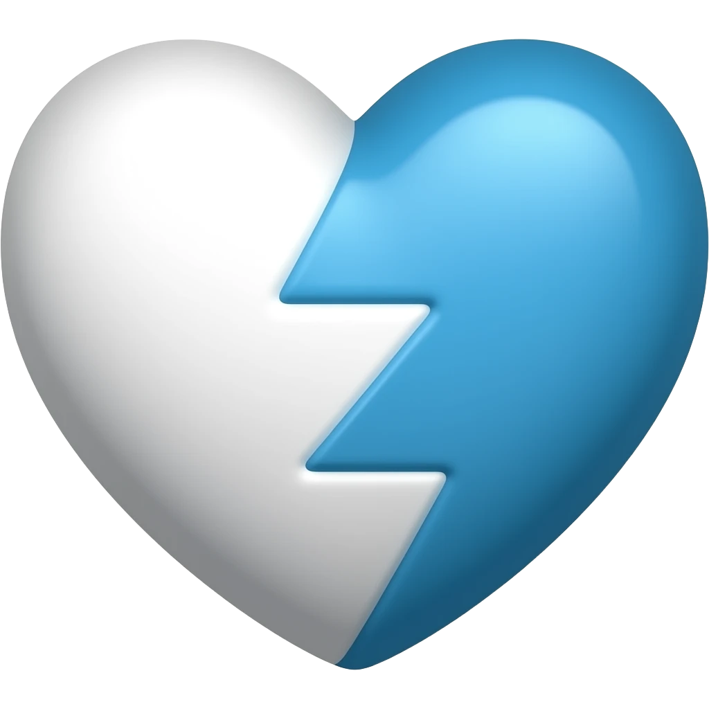cuore meta bianco e meta azzurro emoji