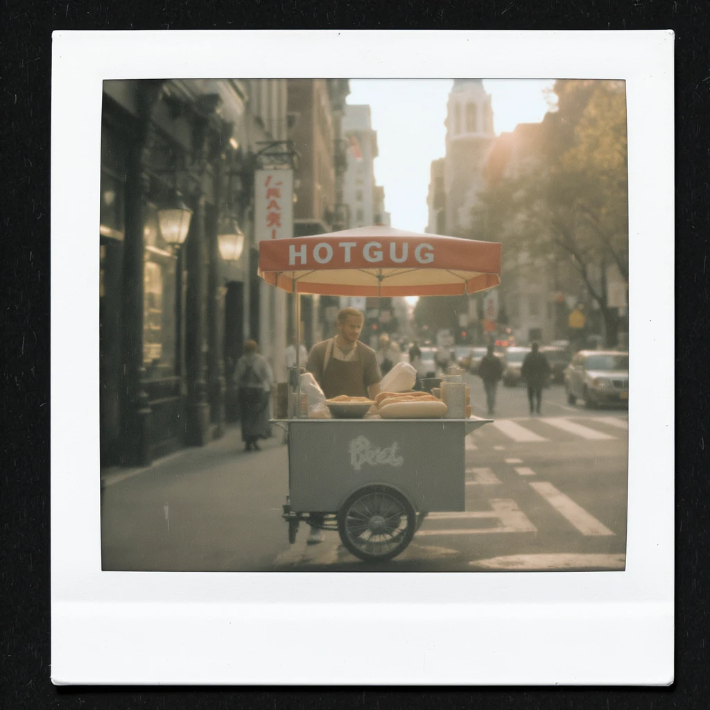 hotdog seller in New York with cart emoji