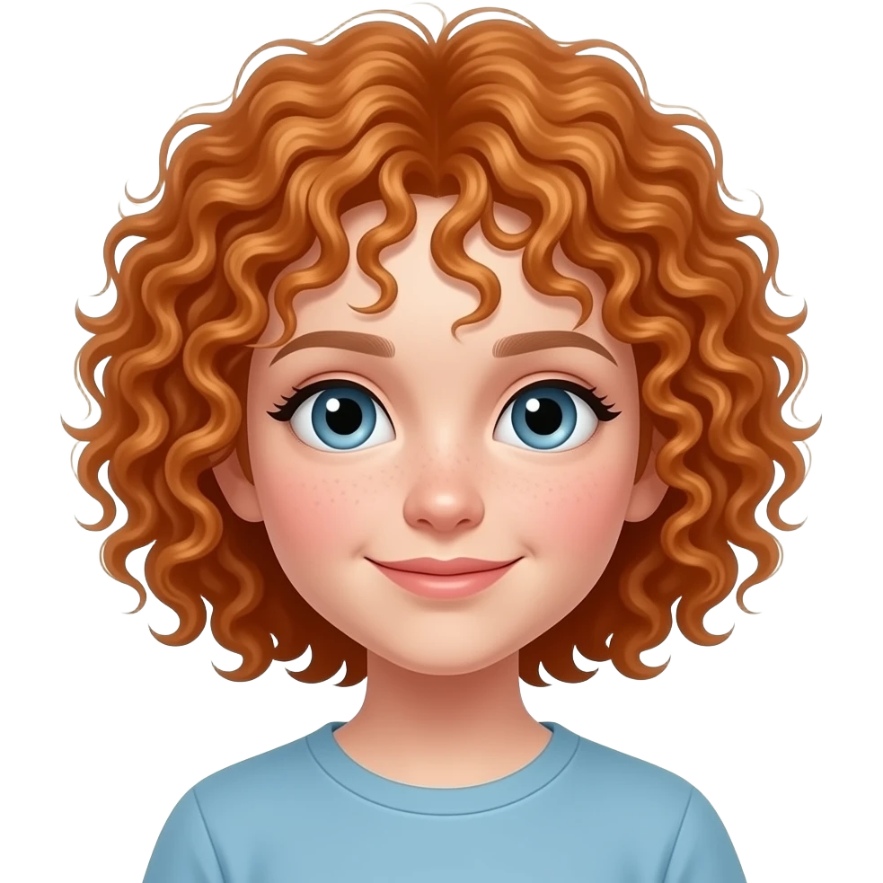 a 13 year old girl with ginger haor and curly short ringlets. Hair more ringlets emoji