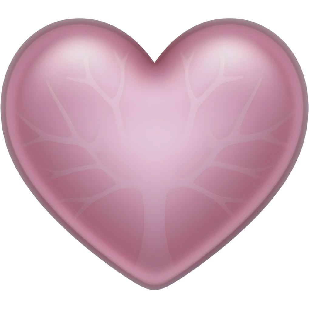 a vein pink heart translucent with a little pink light in the middle make it look real with shadows in the heart emoji