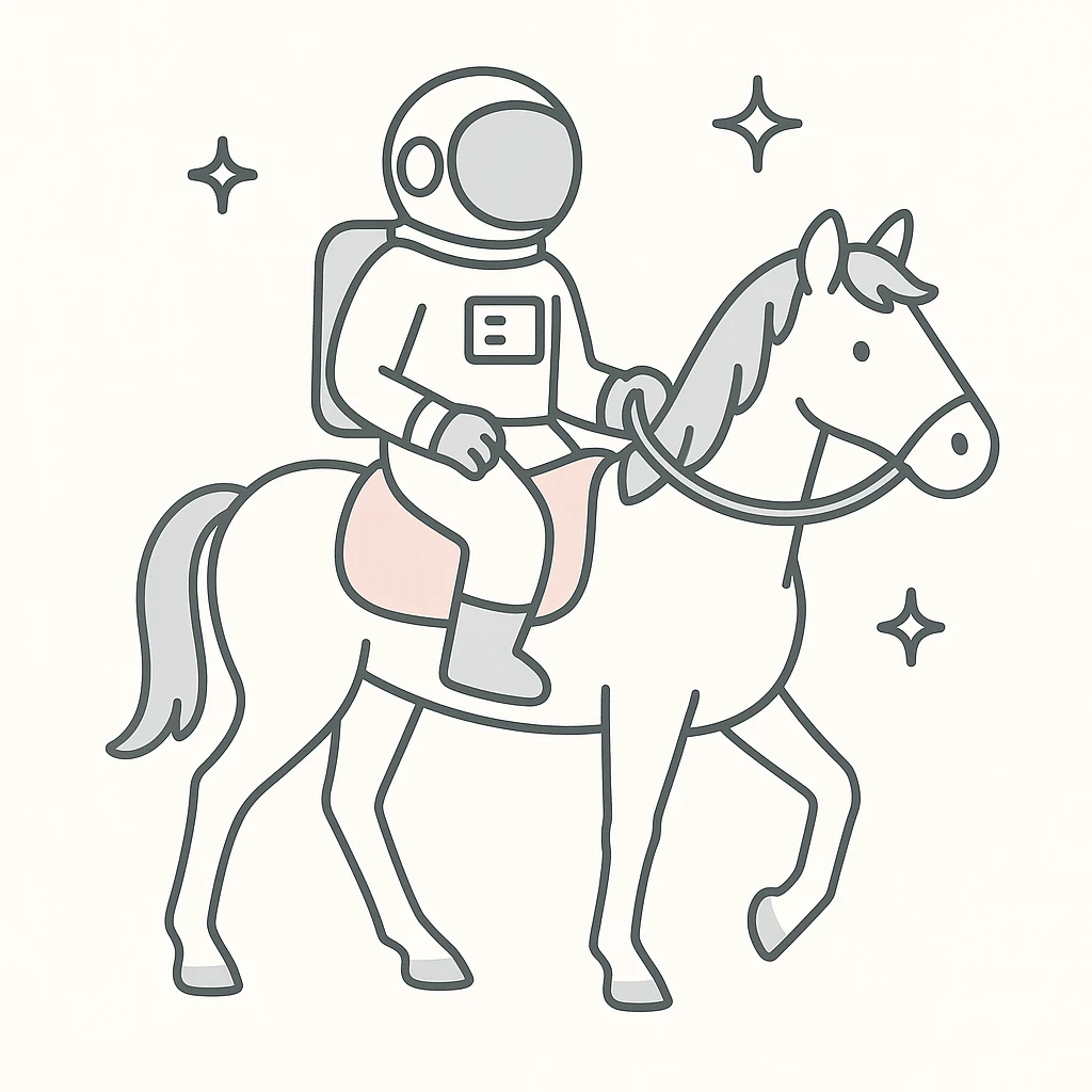 astronaut on horseback with stars in background emoji