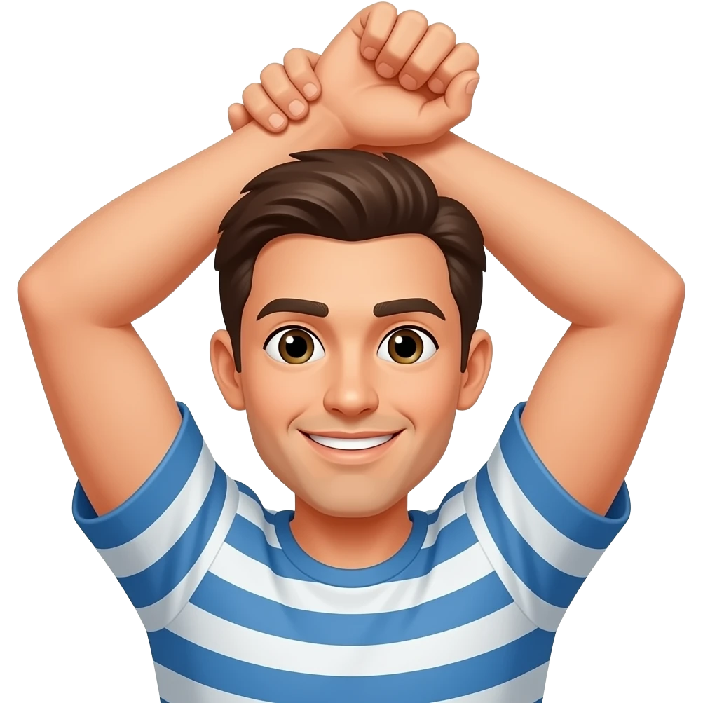 Onl To arms held over the head and the left hand grabs the right wrist emoji