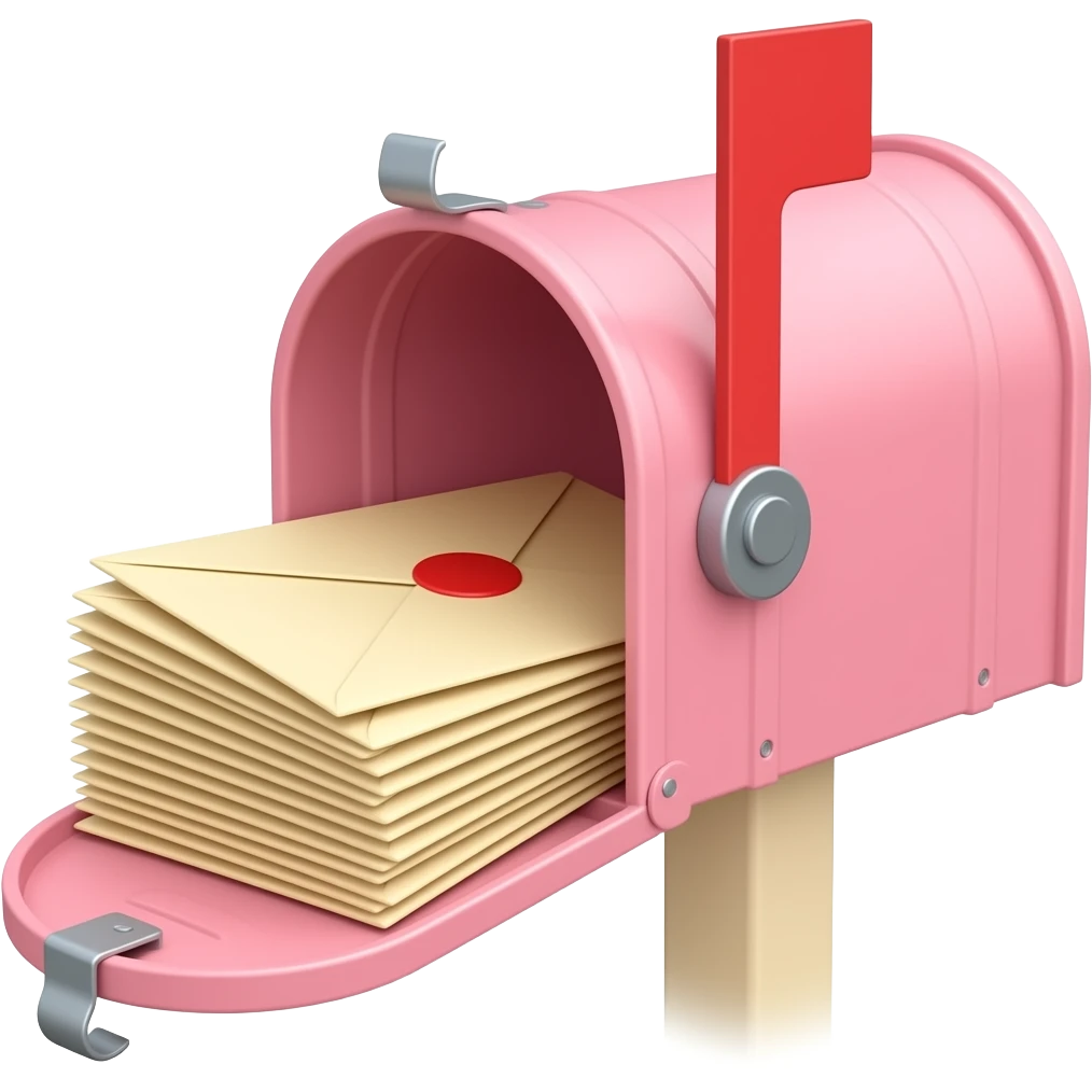 light pale pink mailbox with envelopes emoji