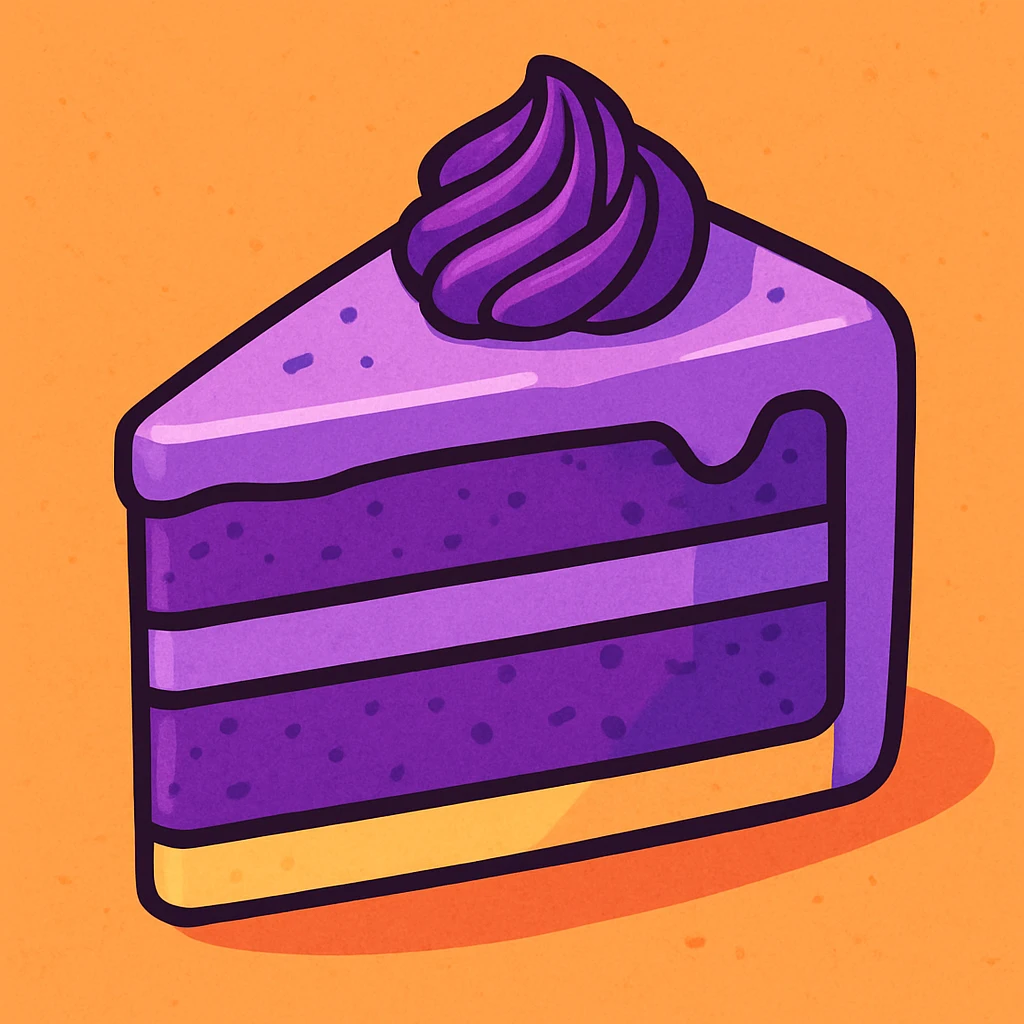 a slice of purple yam cake, stylized illustration emoji