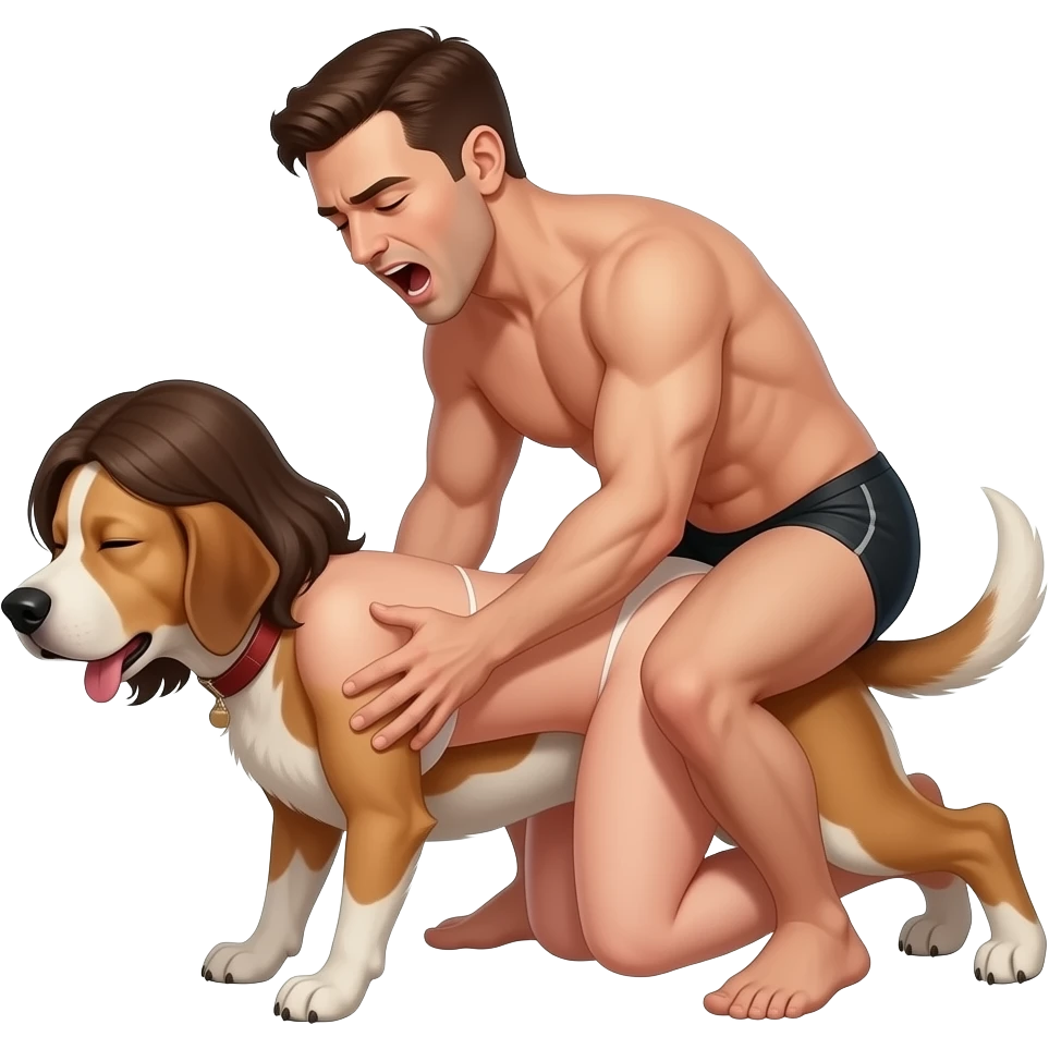 man and woman both naked and they fuck. Make it accurate the man is on the top of the woman grinding and the woman moan they both moan they doing dog style emoji