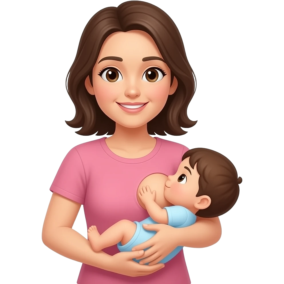 A woman breastsfeeds an adult emoji